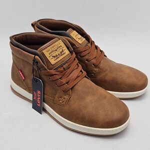 Levis Mens 51882409H Mid Top Sneaker Boots Brown Tan Synthetic Size 8.5 NEW